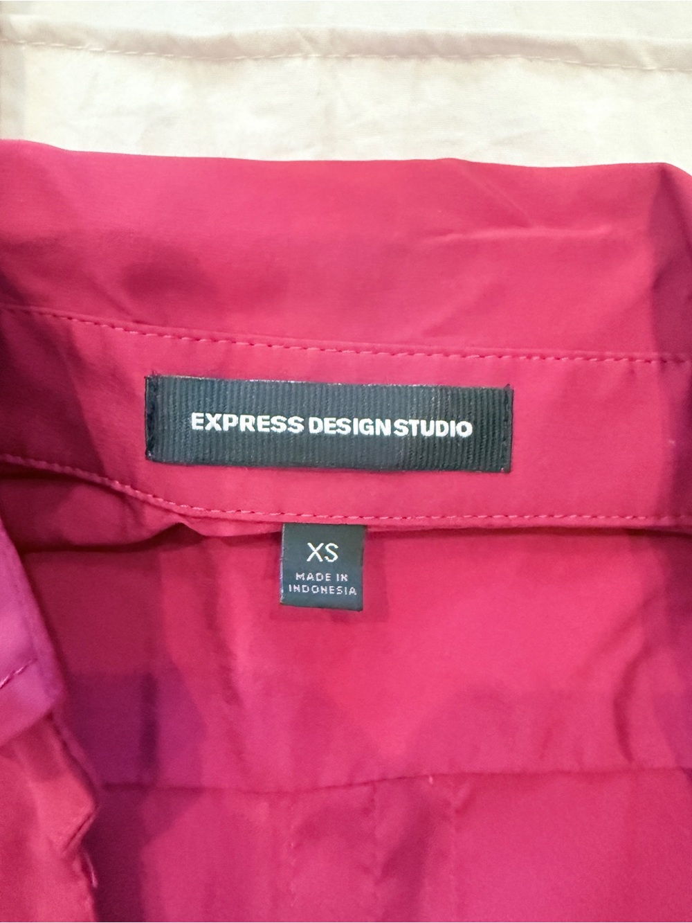 Express Red Ruffle-Trim Button Down Blouse - Picture 6 of 10